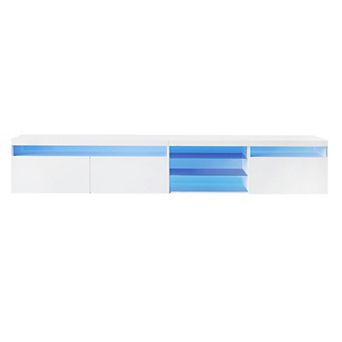 Merax Classic Led Tv Stand With 2 Glass Shelves