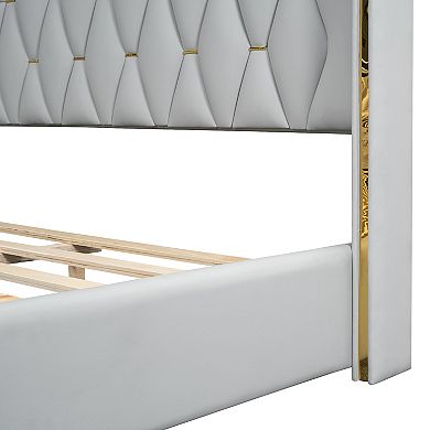 Merax Upholstered Platform Bed With Metal Strips