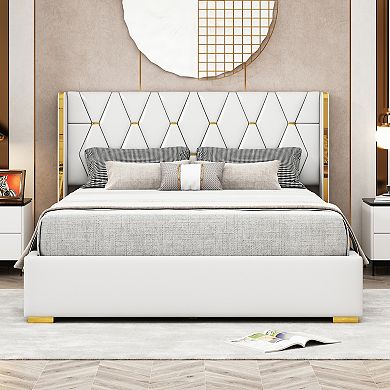 Merax Upholstered Platform Bed With Metal Strips