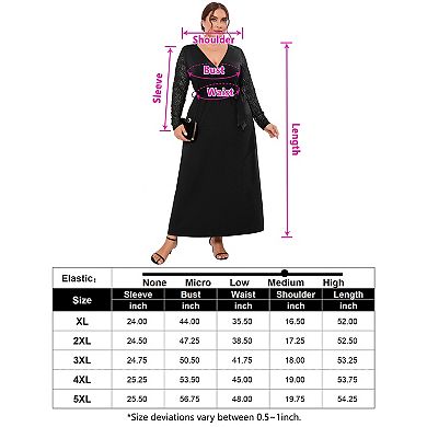 Plus Size Wrap V Neck Maxi Dress For Women Formal Curvy Long Dresses Lace Short Sleeve Summer Dress