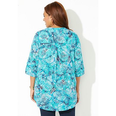 Catherines Women's Plus Size Petite Pintuck Buttonfront Blouse