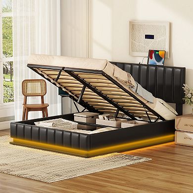 Merax Modern Platform Bed With Sockets And Usb Ports
