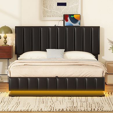 Merax Modern Platform Bed With Sockets And Usb Ports