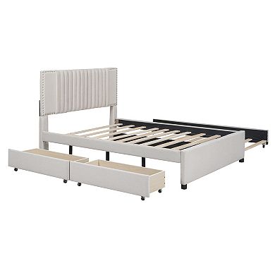 Merax Classic Platform Bed With Drawers And Trundle