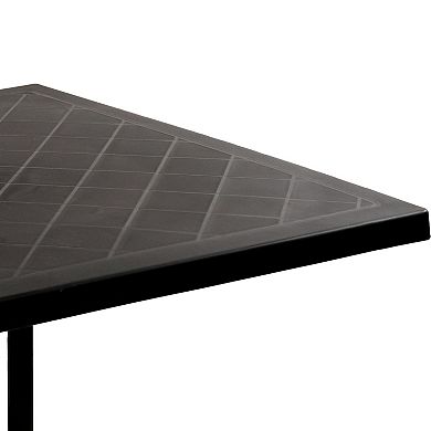 Sunnydaze Square Plastic Top Outdoor Dining Table With Iron Legs - Black
