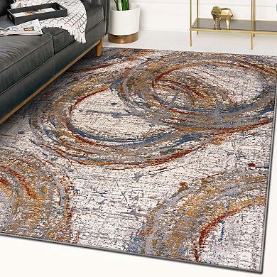 Luxe Weavers Geometric Abstract Circle Area Rug