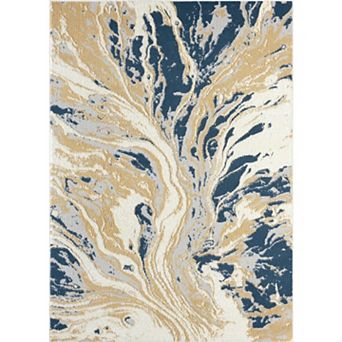 Luxe Weavers Abstract Wave Marble Area Rug