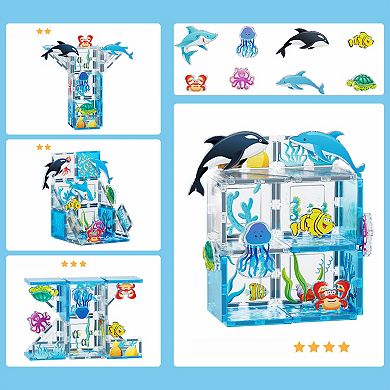PicassoTiles 26 PC Marine Themed, Magnetic Tiles, Magnetic Building Blocks for Kids 3+