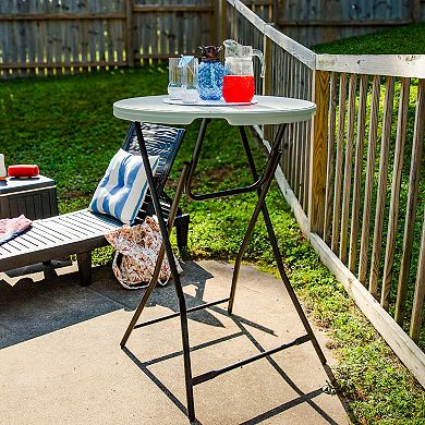 Sunnydaze Folding Round Patio Bar-height Table - 31.75 In - Gray