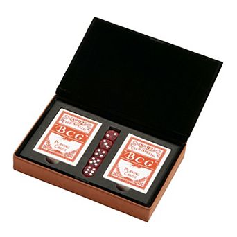 Leatherette 2-card Deck Set With 5 Dice