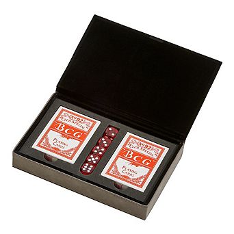 Leatherette 2-card Deck Set With 5 Dice