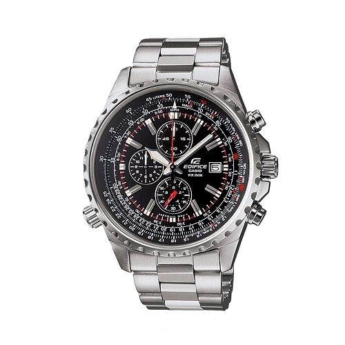 Casio Men's EDIFICE Stainless Steel Flight Computer Chronograph Watch ...