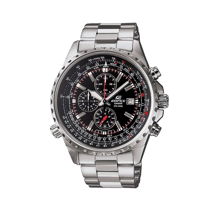 Casio Men's EDIFICE Stainless Steel Flight Computer Chronograph Watch - EF527D-1AV, Silver Tone
