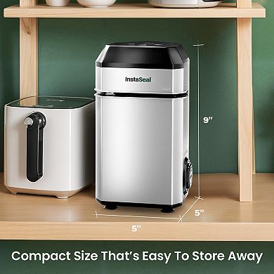 InstaSeal Airtight Double Seal Compact Upright Bag Food Vacuum Sealer with 12 Bags