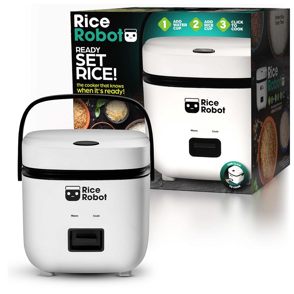 Rice Robot 4-Cup Space Saving Rice Cooker with Ceramic Nonstick Inner Pot