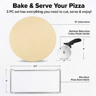 Granitestone Piezano 3-Piece Pizza Stone Bake & Serve Set