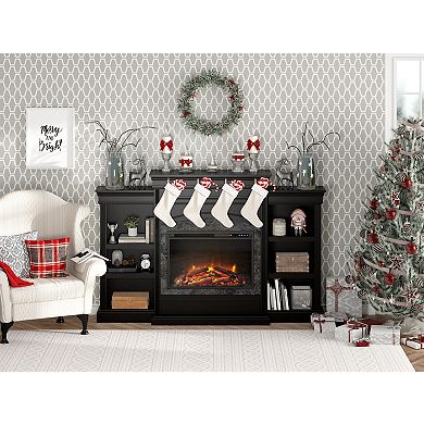 Ameriwood Home Lamont Electric Fireplace with Mantel & Side Bookcases