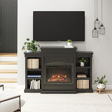 Ameriwood Home Lamont Electric Fireplace with Mantel & Side Bookcases