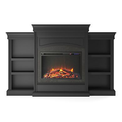 Ameriwood Home Lamont Electric Fireplace with Mantel & Side Bookcases