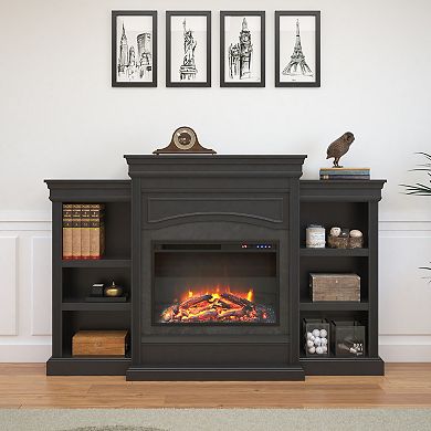 Ameriwood Home Lamont Electric Fireplace with Mantel & Side Bookcases