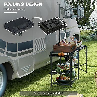 Portable Folding Camp Kitchen with Spacious Work Surface and Storage