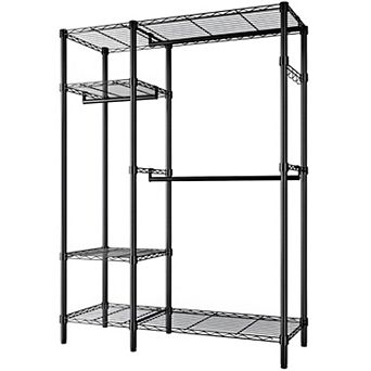 Closet Organizer Metal Garment Rack Portable Clothes Hanger Home Shelf
