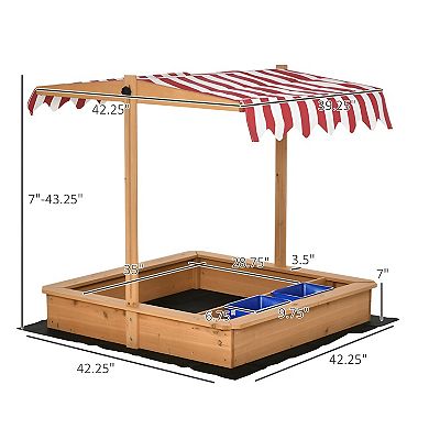 Adjustable Kids Wooden Sandbox Plastic Basins for Shovel Storage