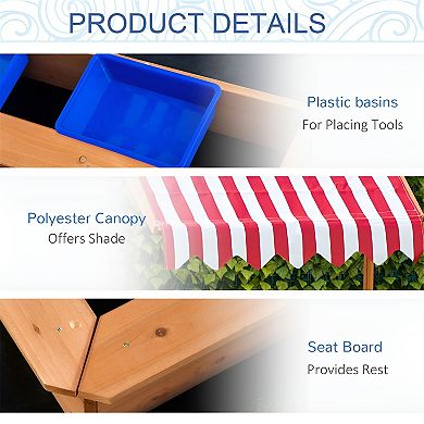 Adjustable Kids Wooden Sandbox Plastic Basins for Shovel Storage