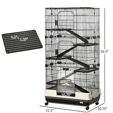 Spacious Hamster Cage - Multi-Level Small Animal Cage with Secure Wire Mesh