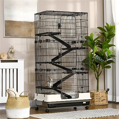 Spacious Hamster Cage - Multi-Level Small Animal Cage with Secure Wire Mesh
