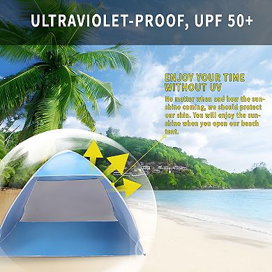 2-3 Person Beach Tent Pop Up Sun Shelter Tent Big Automatic Sun Umbrella