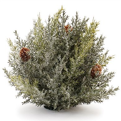 Traditional Icy Pine Half Orb Set - 2 Pieces, 6.5 Inches Diameter, Festive Decor