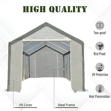 Walk-in Greenhouse With Roll Up Door With 6 Closeable Windows