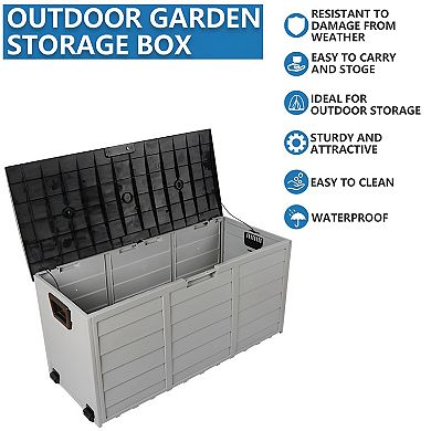 Outdoor Garden Plastic Storage Deck Box Chest Tools Cushions