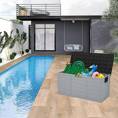 Outdoor Garden Plastic Storage Deck Box Chest Tools Cushions