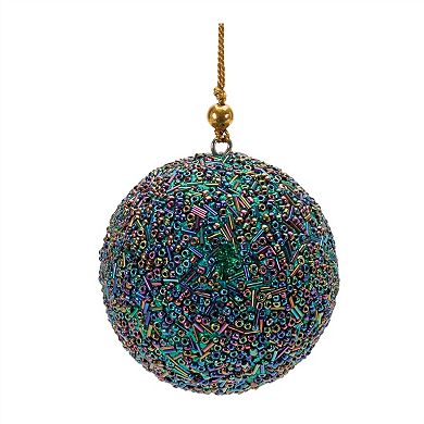 Vibrant Joy - Rainbow Beaded Ball Ornaments for Christmas - Set of 12
