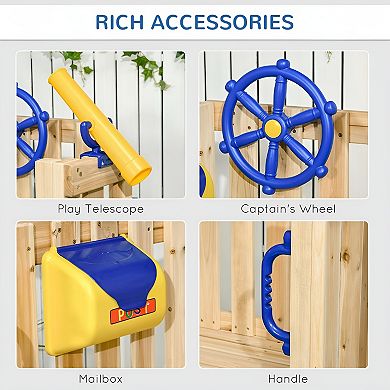 Durable Wooden Swing Set with Attached Toddler Slide