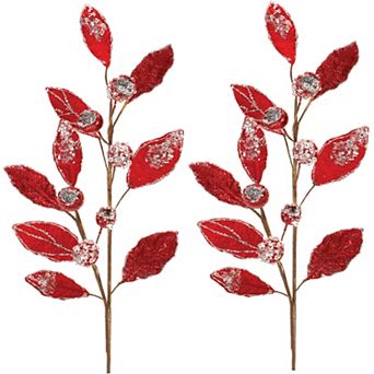 Set of 2 Leaf Sprays - 29.5 in High, Polyester Greenery for Home Decor