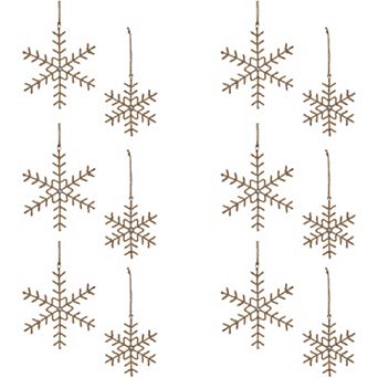 Rustic Elegance - Jute Wrapped Snowflake Ornaments for Christmas - Set of 12
