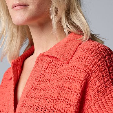 Women's Simply Vera Vera Wang Openwork Short Sleeve Sweater Top