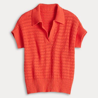 Women's Simply Vera Vera Wang Openwork Short Sleeve Sweater Top