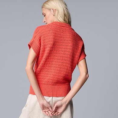 Women's Simply Vera Vera Wang Openwork Short Sleeve Sweater Top