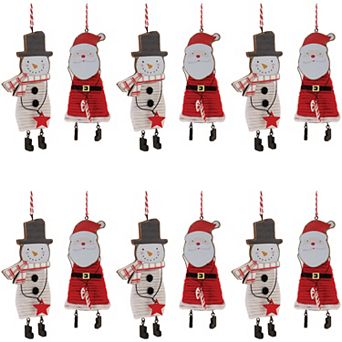 Santa And Snowman Ornament (set Of 12) 6.5"h Mdf