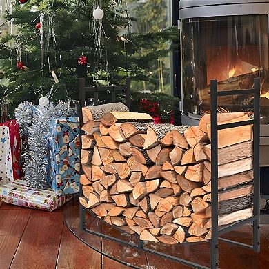 33" Galvanized Steel Firewood Holder for Indoor and Outdoor Use