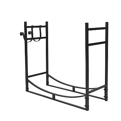 33" Galvanized Steel Firewood Holder for Indoor and Outdoor Use