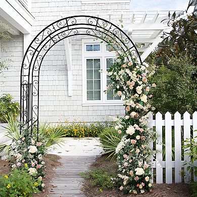 Beautiful Arc Top Iron Arch Trellis - Durable, Rustproof, and Perfect for Climbing Flowers