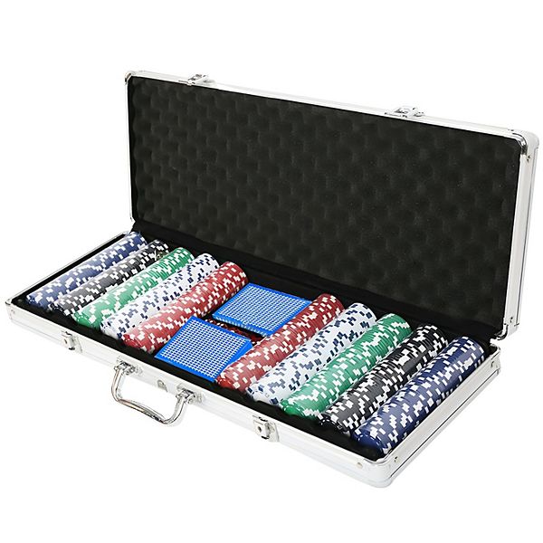 500Pc Poker Game Set with Carrying Case, Cards, Dice and 500 Casino Chips