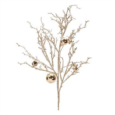 Wintry Flocked Twig Branches with Sleigh Bell Branch (Set of 6)