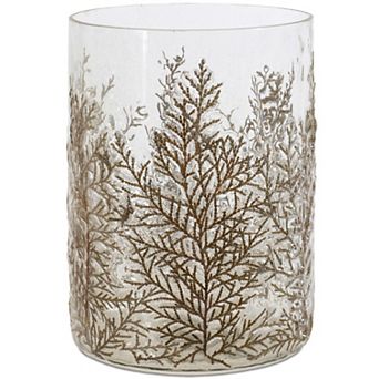 Rustic Cabin Decor - Dried Cedar Glass Candle Holder