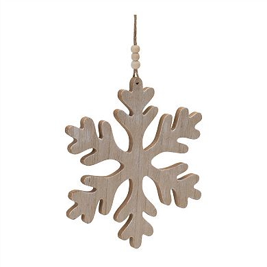 Set of 12 Wooden Snowflakes, 8" Diameter for Rustic Winter Holiday Decor